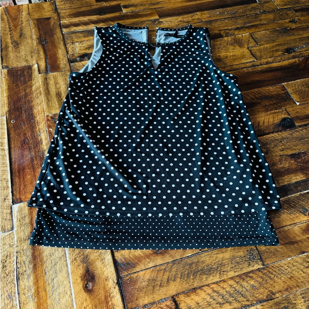 White House Black Market Black and White Polka Dot Tank Top